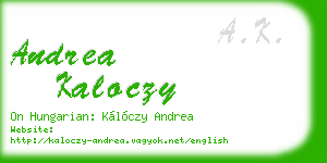 andrea kaloczy business card